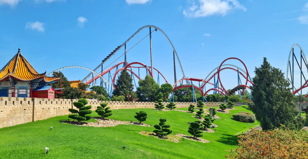 Shambhala and Dragon Khan in the China area of PortAventura