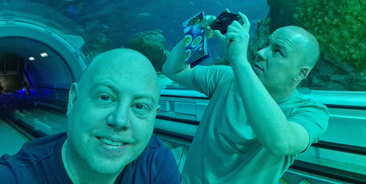 An escalator inside an aquarium in SeaWorld Abu Dhabi