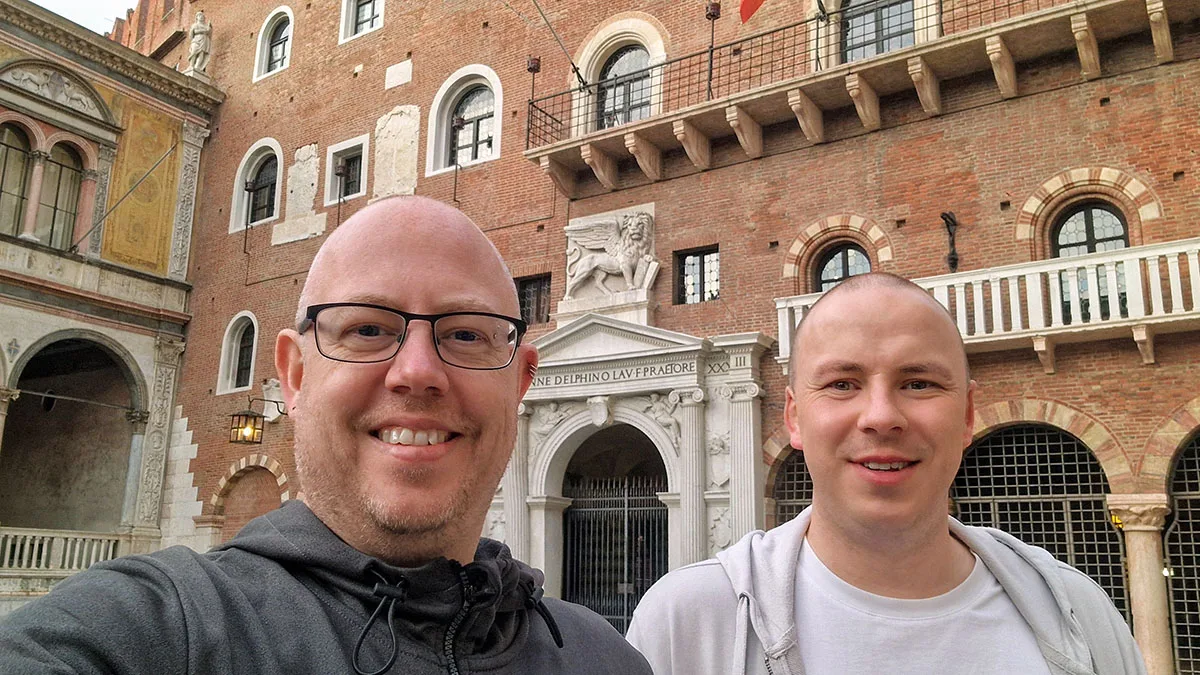 Enjoying an evening walk through Piazza Bra on a Verona day trip