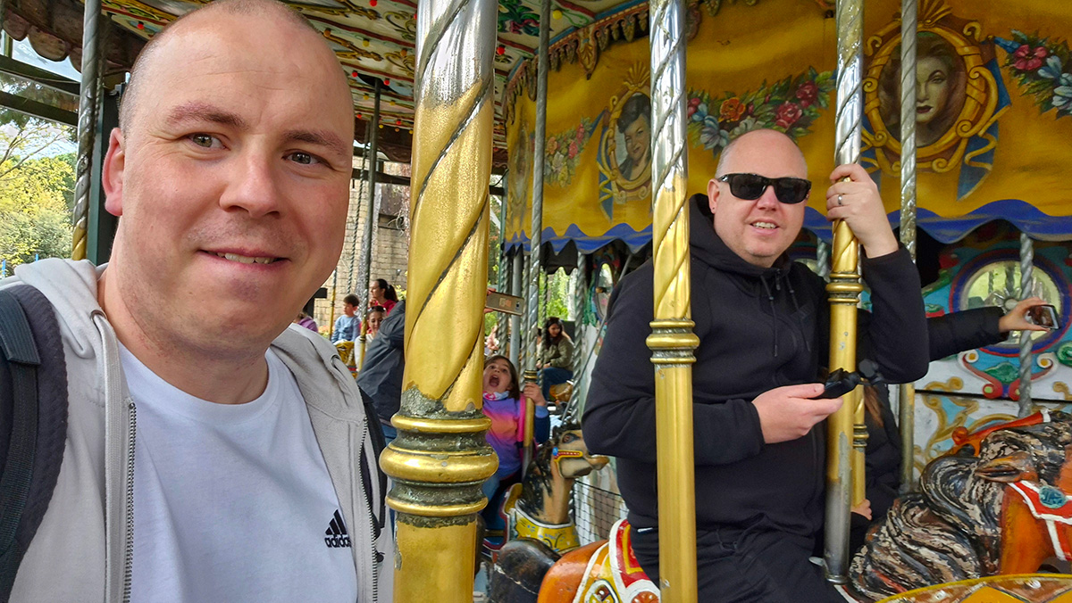 The vintage 1927 Carousel at the entrance of Parque de Atracciones Madrid