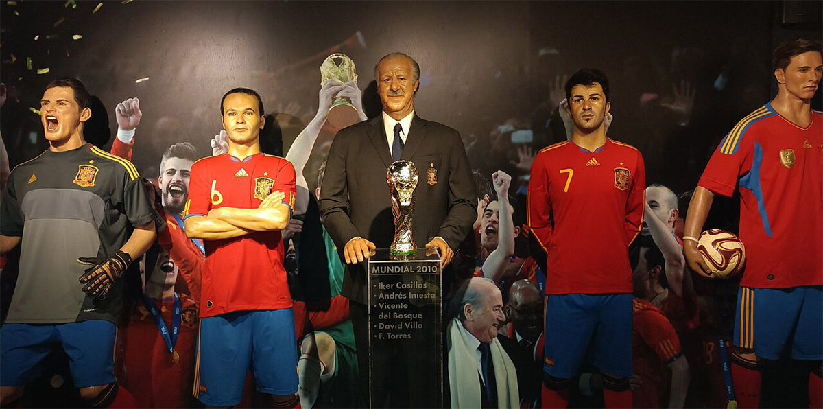 Wax figures of the Spanish National Football team and World Cup winners