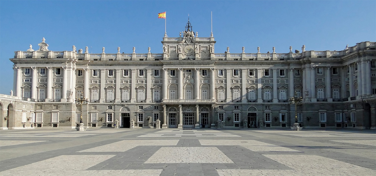 Empty courtyard of the Royal Palace of Madrid (Palacio Real)