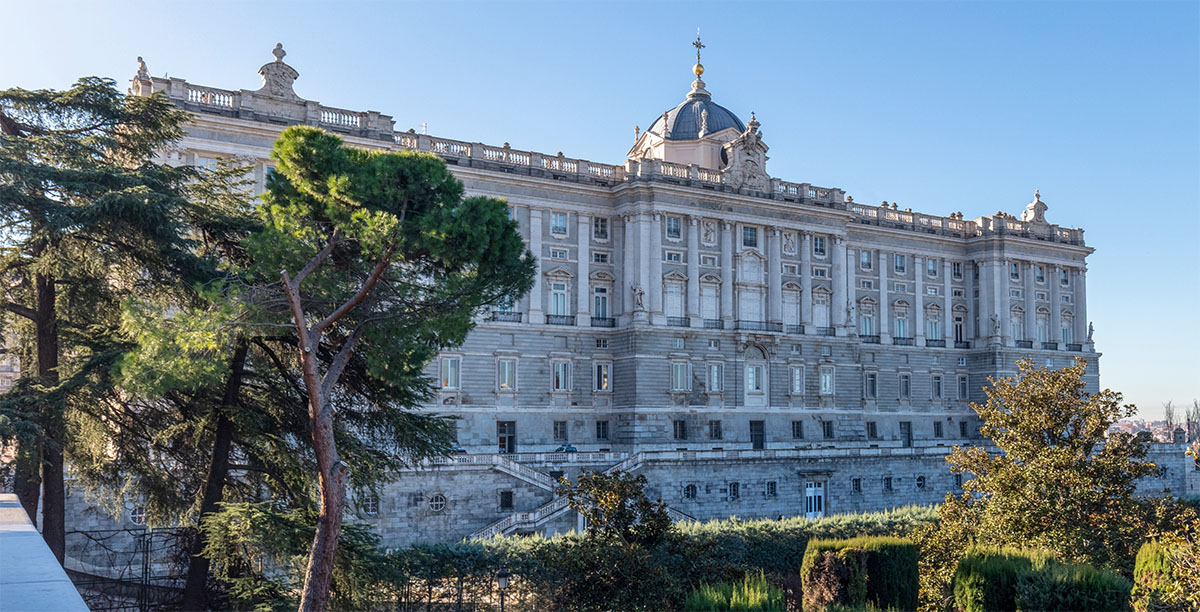 View of the Royal Palace of Madrid from the Sabatini Gardens