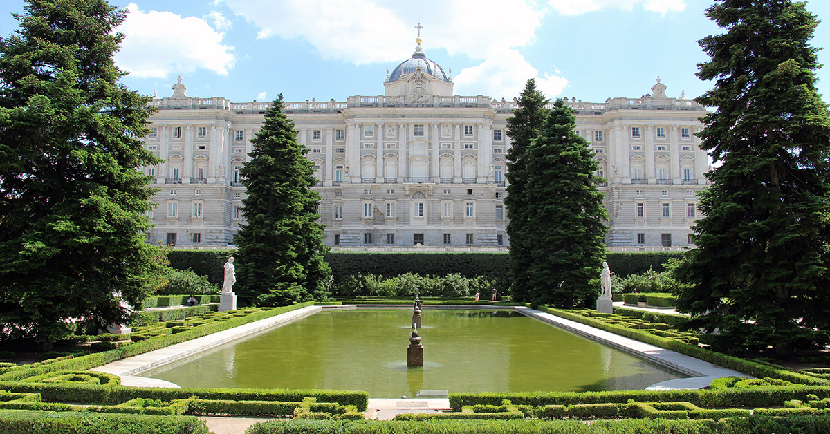 A view of the Royal Palace of Madrid from The Sabatini Gardens