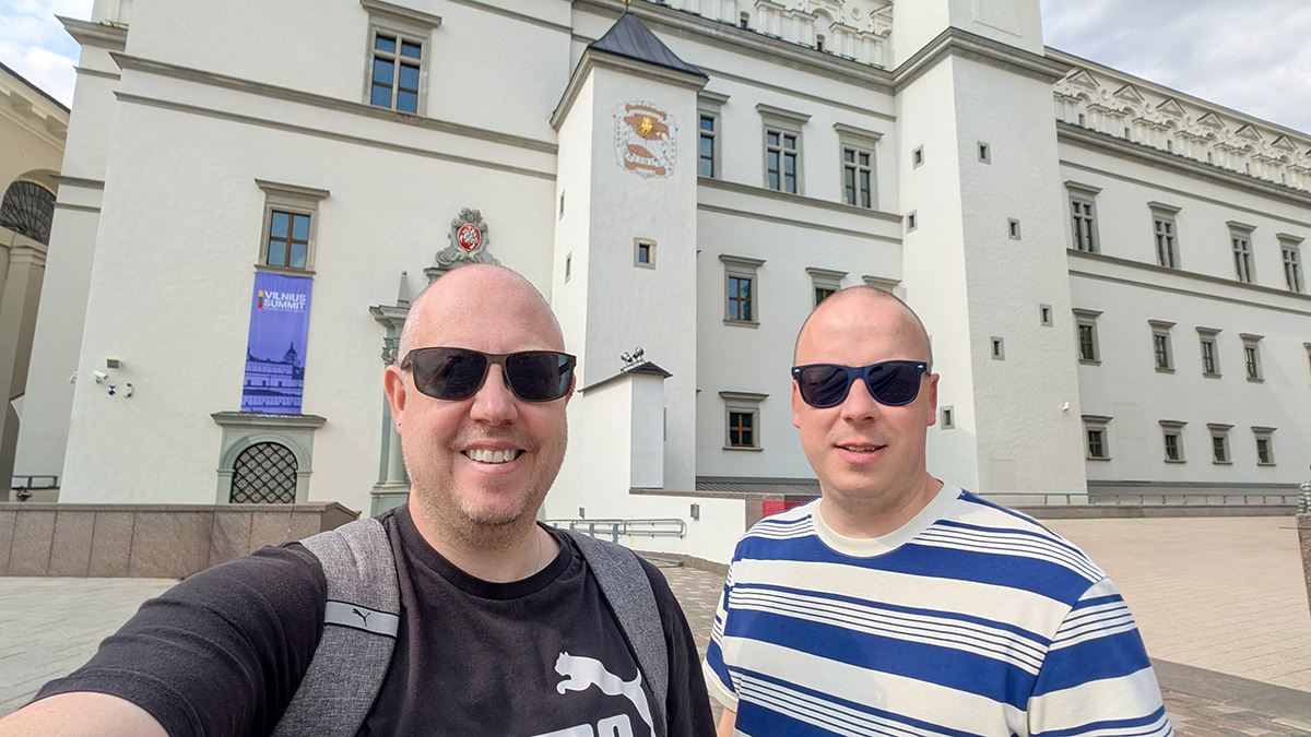 Outside the Palace of the Grand Dukes of Lithuania in Cathedral Square - Vilnius Travel Guide