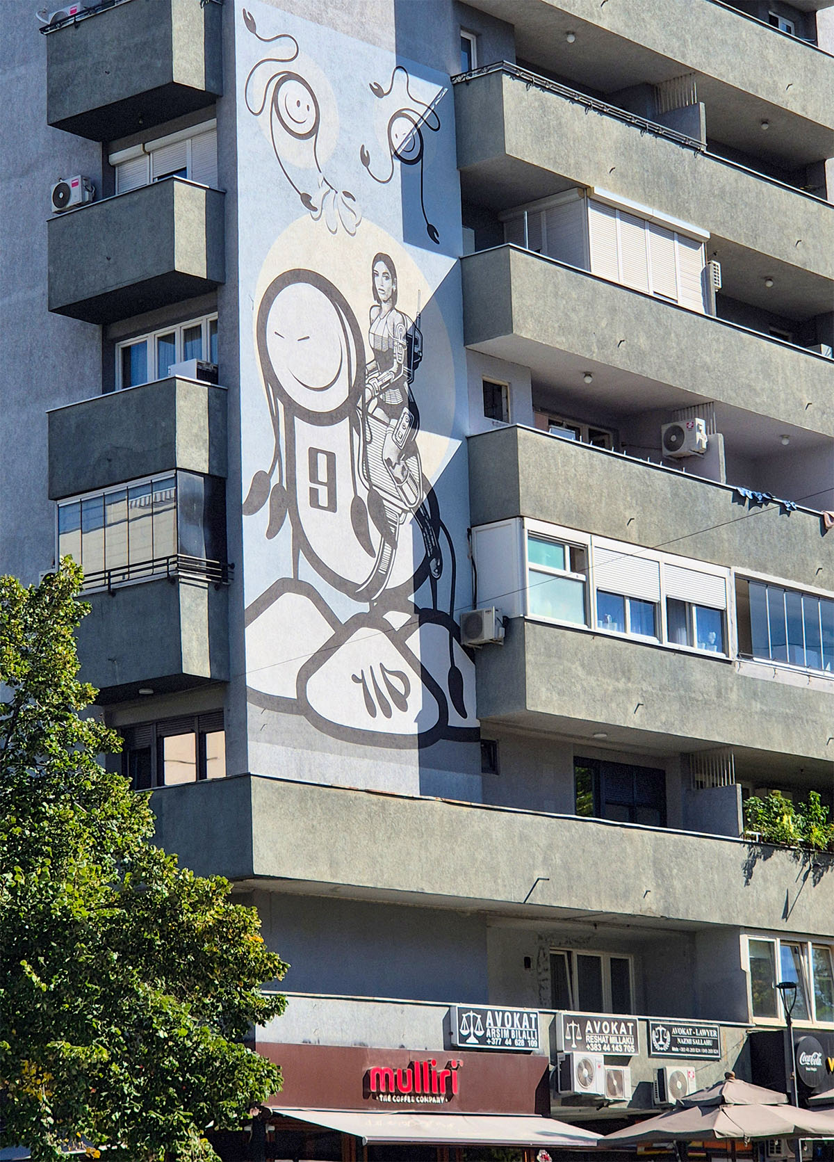 A massive mural of Dua Lipa spotted during our Pristina day trip