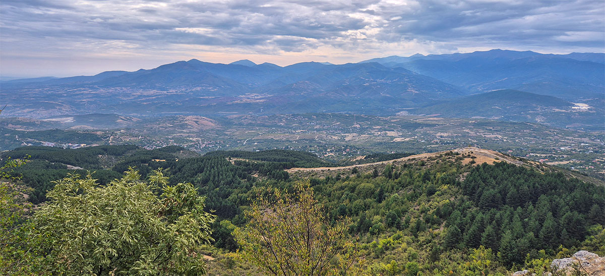 Panoramic view over Skopje from the Millennium Cross on Mount Vodno during a day trip