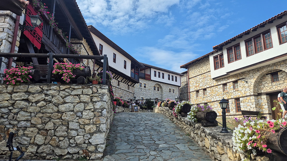 Traditional houses at the Makedonsko Selo Ethno Village near Skopje North Macedonia