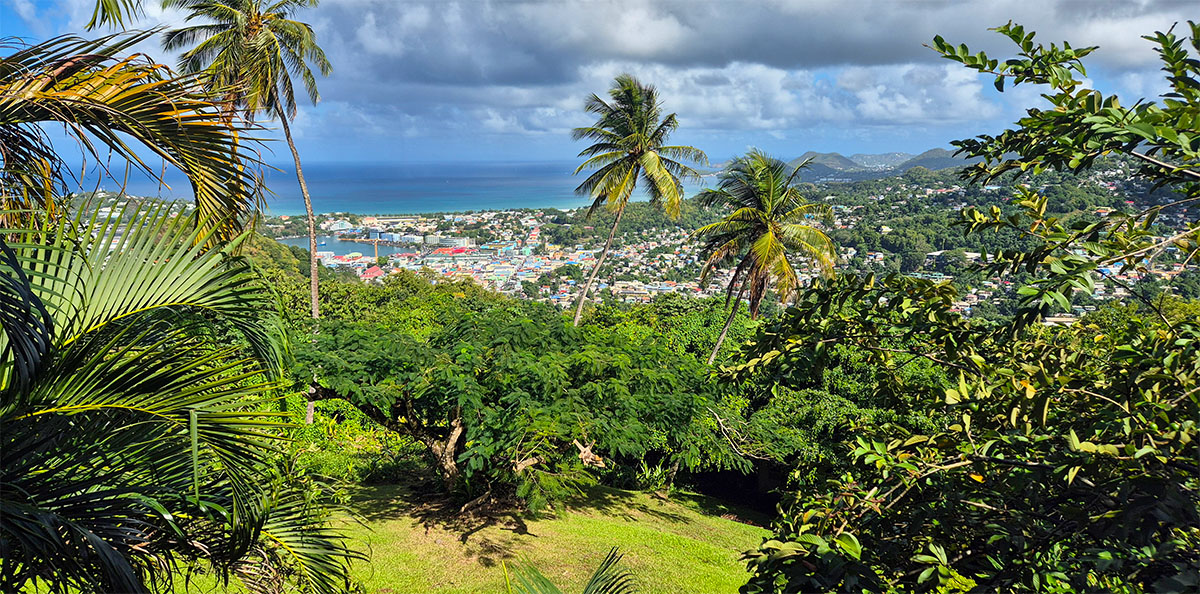 View over Castries cruise port from the Howelton Estate in St Lucia