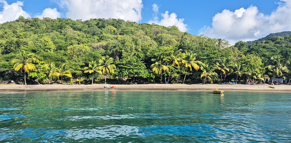 Tropical sandy beach in St Lucia near the Castries cruise port