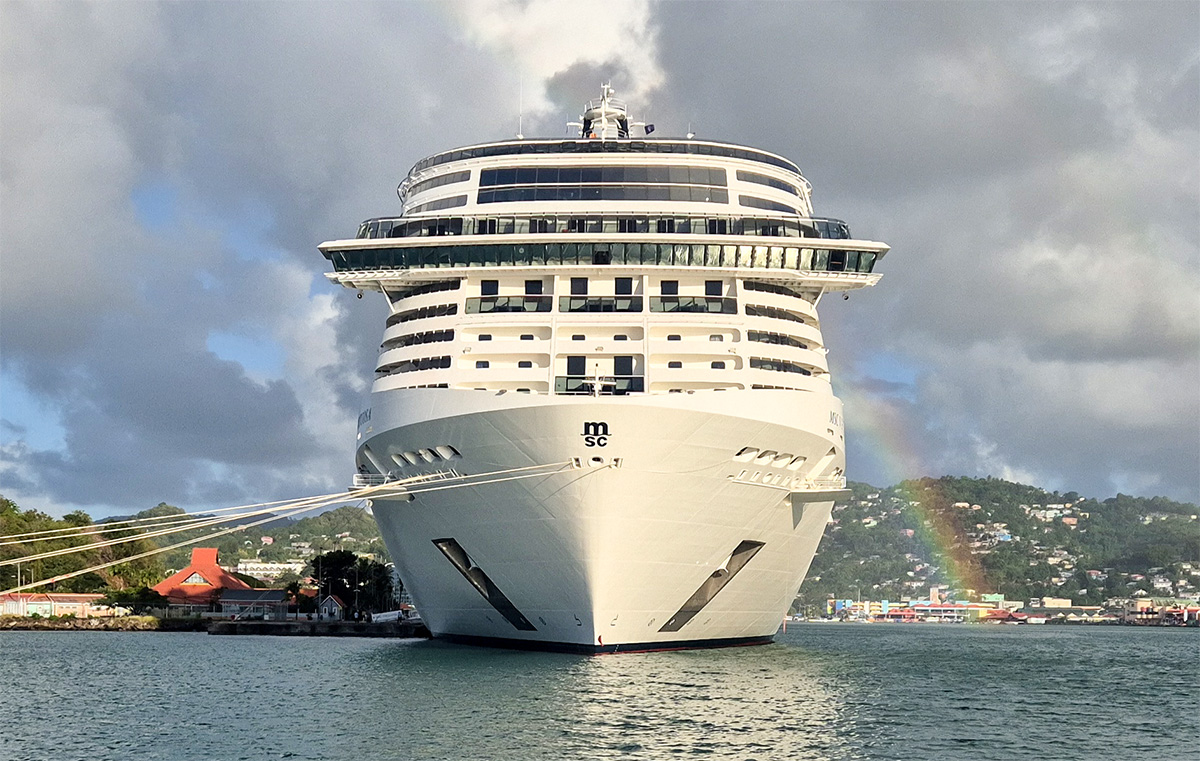 MSC Virtuosa cruise ship docked in Castries St Lucia
