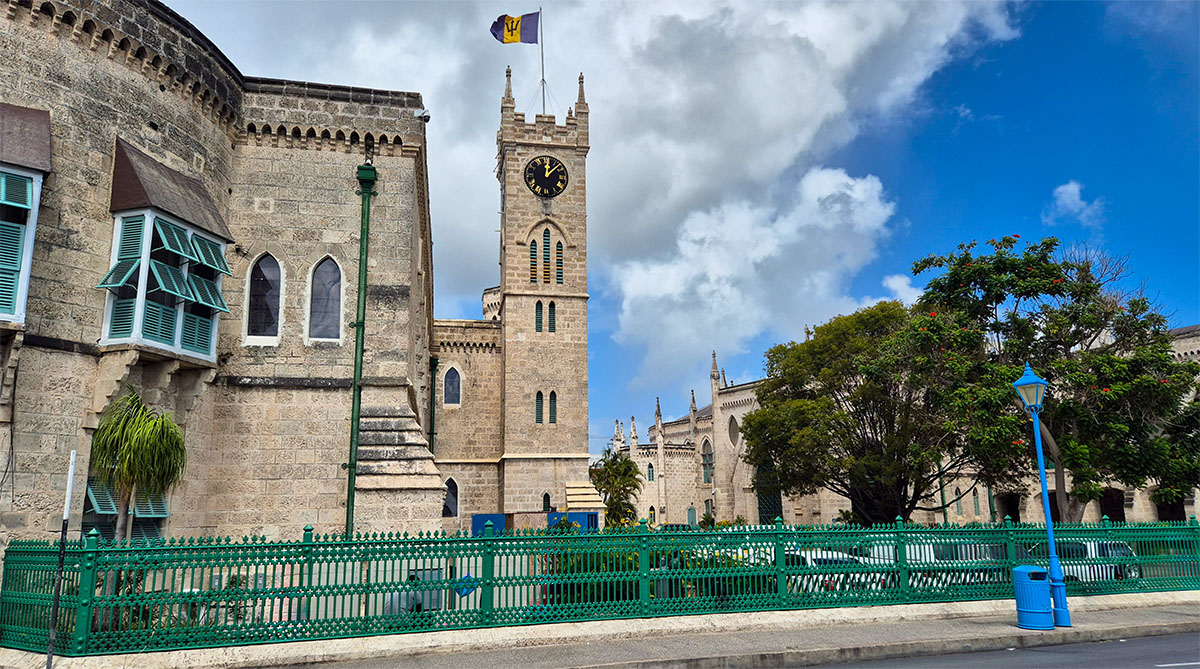 Barbados Parliament building and National Heroes Square near Bridgetown cruise port