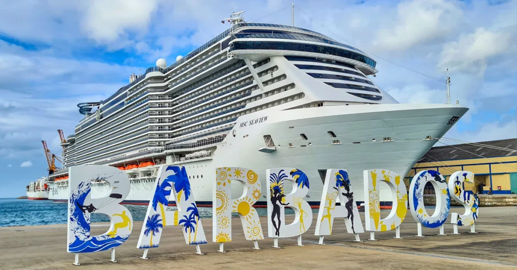 The MSC Seaview docked in Bridgetown, Barbados