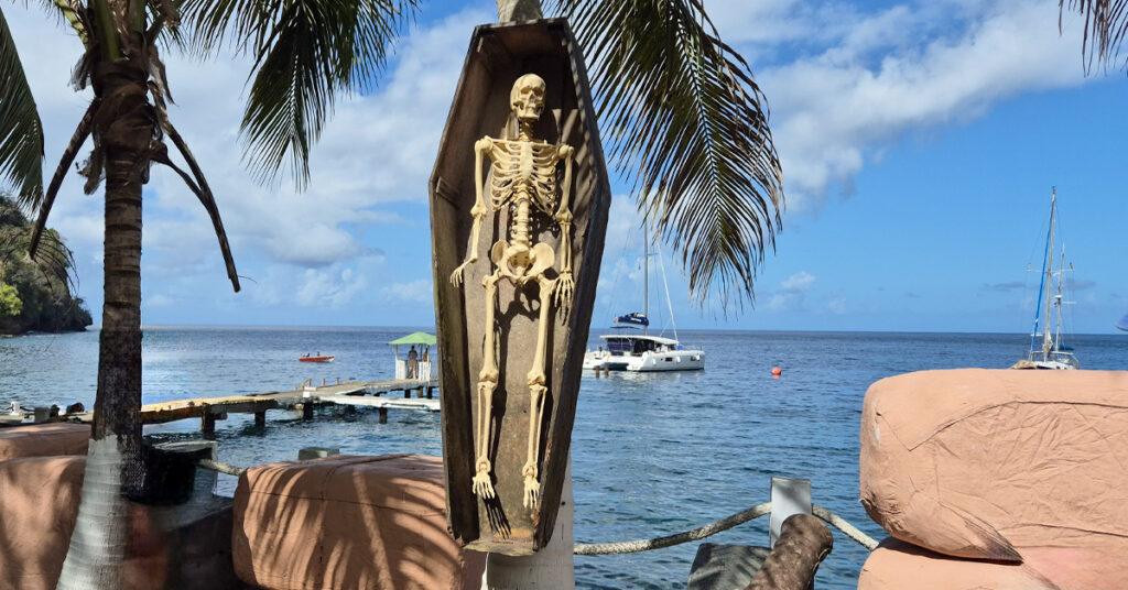 A skeleton at the Pirates of the Caribbean movie set in St Vincent