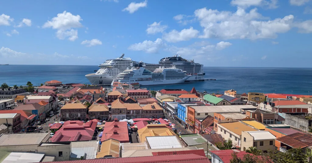 Cruise ships docked in Saint George's harbour in Grenada