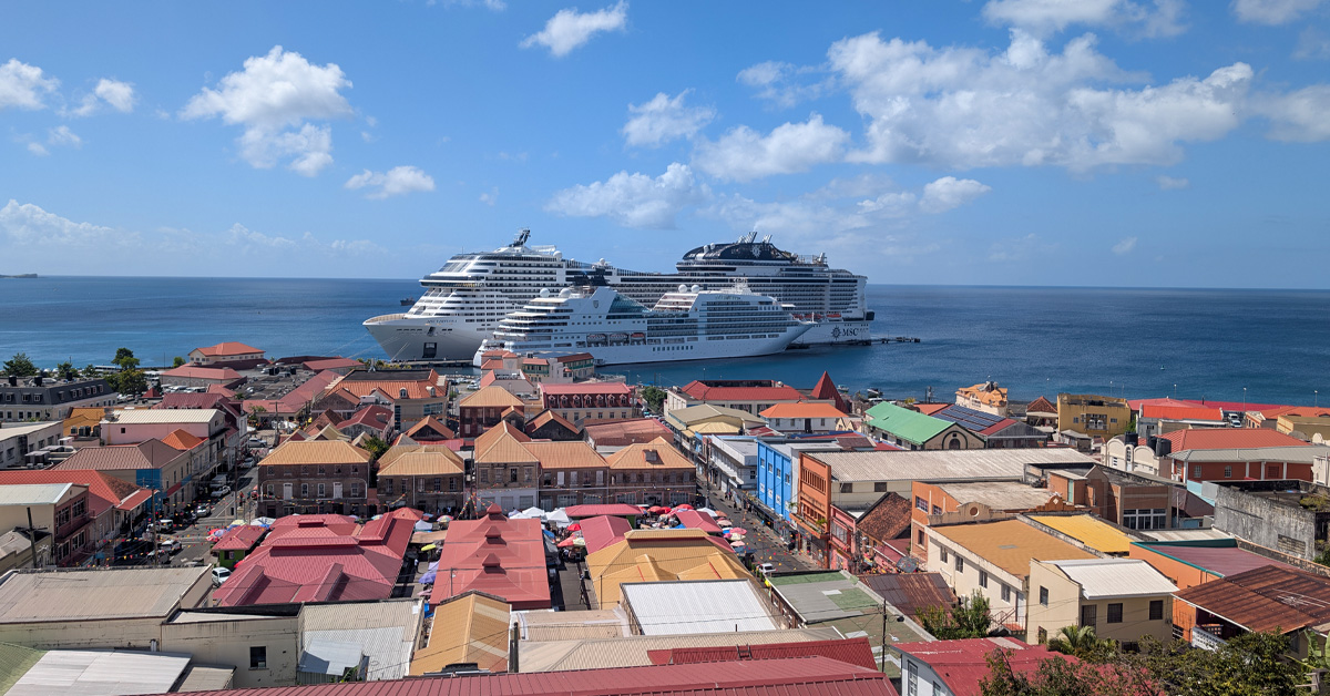 Cruise ships docked in Saint George's harbour in Grenada