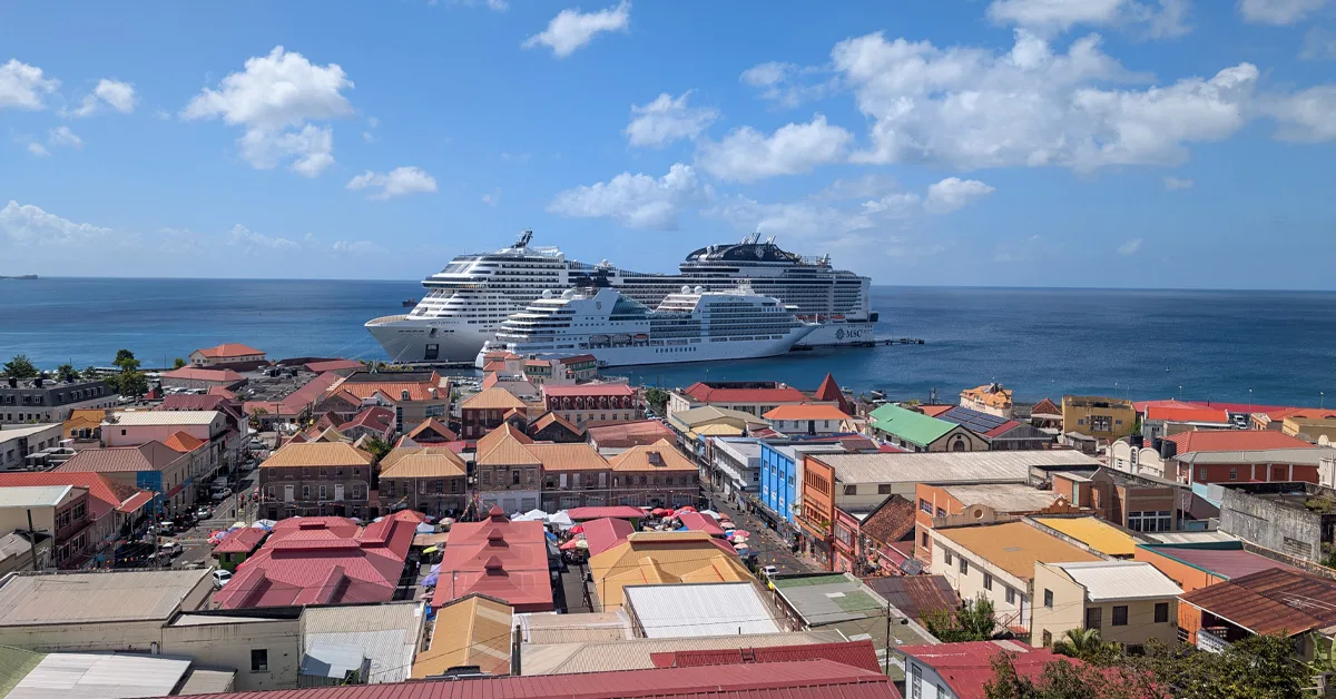 Cruise ships docked in Saint George's harbour in Grenada