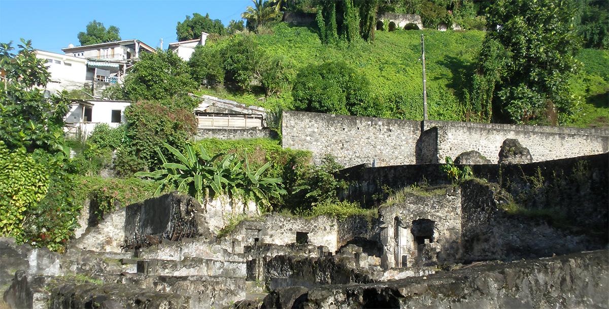 The abandoned prison cell ruins in Saint-Pierre Martinique