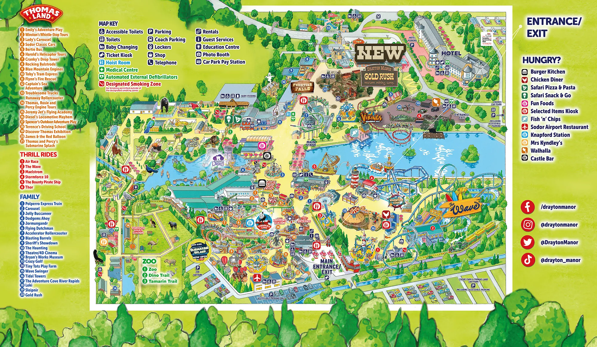 The park map for Drayton Manor Resort